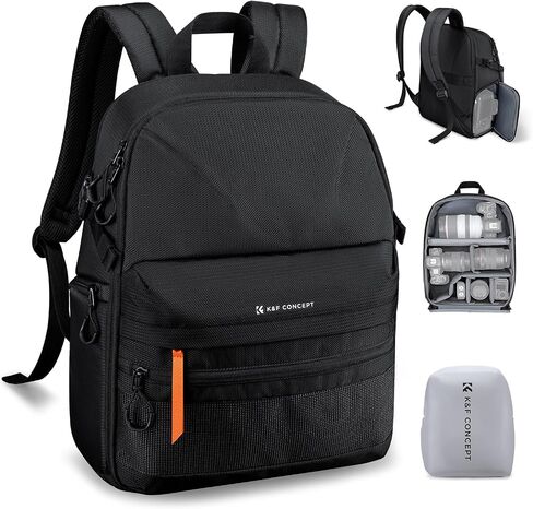 K&F CONCEPT Ultra Lightweight Camera Backpack, Camera Bag with Rain Cover | 2 Cameras+3-5 Lenses, 15.8in Laptop Compartment, with Rain Cover & Tripod Strap, Quick Access, for Canon/Sony/Nikon, B23 in Kuwait