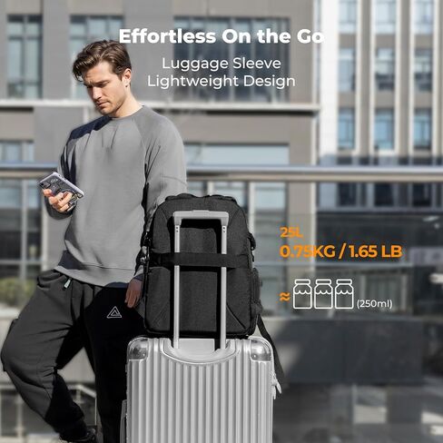 K&F CONCEPT Ultra Lightweight Camera Backpack, Camera Bag with Rain Cover | 2 Cameras+3-5 Lenses, 15.8in Laptop Compartment, with Rain Cover & Tripod Strap, Quick Access, for Canon/Sony/Nikon, B23 in Kuwait