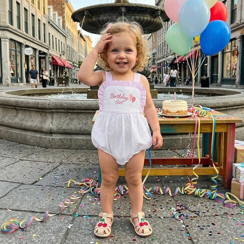 Baby Girl Boy Birthday Outfit One Birthday Girl/Boy Embroidery Romper Backless Bodysuit Overalls Cake Smash Outfit in Kuwait
