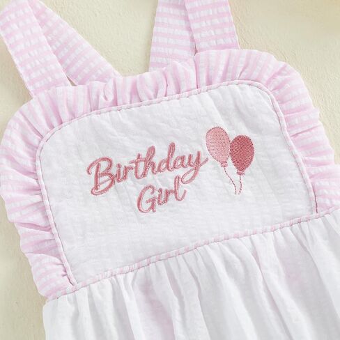 Baby Girl Boy Birthday Outfit One Birthday Girl/Boy Embroidery Romper Backless Bodysuit Overalls Cake Smash Outfit in Kuwait