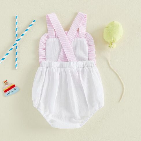 Baby Girl Boy Birthday Outfit One Birthday Girl/Boy Embroidery Romper Backless Bodysuit Overalls Cake Smash Outfit in Kuwait