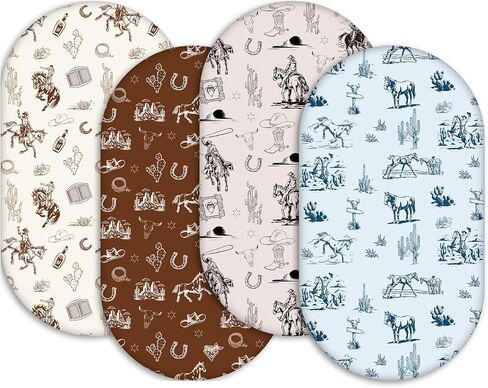 4 Pcs Western Bassinet Sheets for Boys, 32"x16"x3.9" Baby Mattress Covers in Kuwait