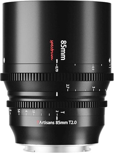 7artisans 85mm T2.0 Large Aperture Full Frame Cine Lens Compatible for Sony E-Mount, Manual Focus Low Distortion Cinema Lens Mirrorless Cameras for Sony A7 Series FX3 A7S3 A7M3 A7M4, Black in Kuwait