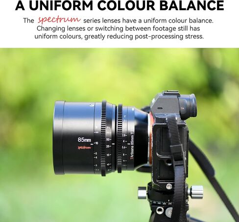 7artisans 85mm T2.0 Large Aperture Full Frame Cine Lens Compatible for Sony E-Mount, Manual Focus Low Distortion Cinema Lens Mirrorless Cameras for Sony A7 Series FX3 A7S3 A7M3 A7M4, Black in Kuwait