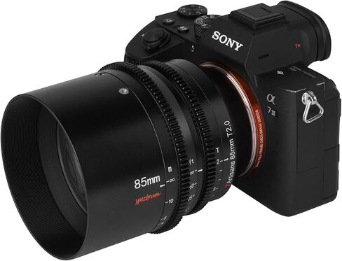 7artisans 85mm T2.0 Large Aperture Full Frame Cine Lens Compatible for Sony E-Mount, Manual Focus Low Distortion Cinema Lens Mirrorless Cameras for Sony A7 Series FX3 A7S3 A7M3 A7M4, Black in Kuwait