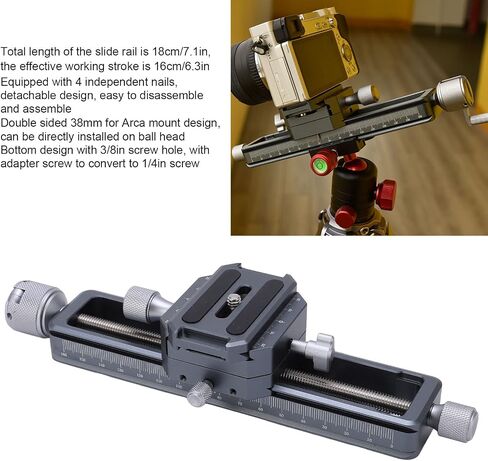 Macro Focusing Rail Slider, Camera Close Up Rail for DSLR, 16cm Precision Slide with Arca Mount, Portable Macro Photography Accessory for Studio and Field Use in Kuwait