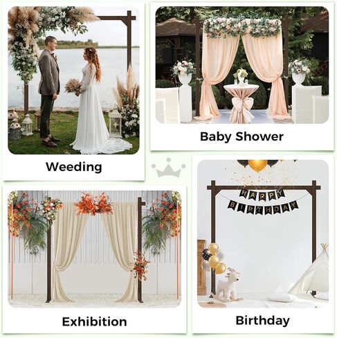 Babenest 7.38FT Square Wooden Wedding Arch Backdrop Stand for Party | Indoor Outdoor, Wedding Arbor for Rustic Ceremony Birthday Bridal Baby Shower Banquet Proposal Scene Garden Decoration in Kuwait