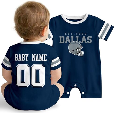KREDE Baby Clothes Custom Baby Romper with Name Number, Personalized Bodysuit for Baby Boys Gifts in Kuwait