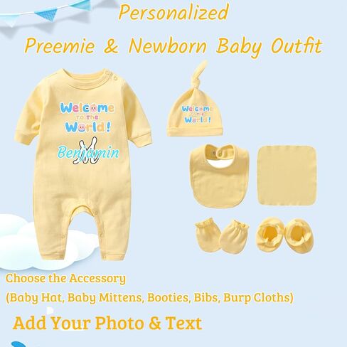 Personalized Newborn Baby Girl Preemie Clothes Boys, Custom Baby Gift Newborn Preemie Clothes Going Home from Hospital Outfit in Kuwait