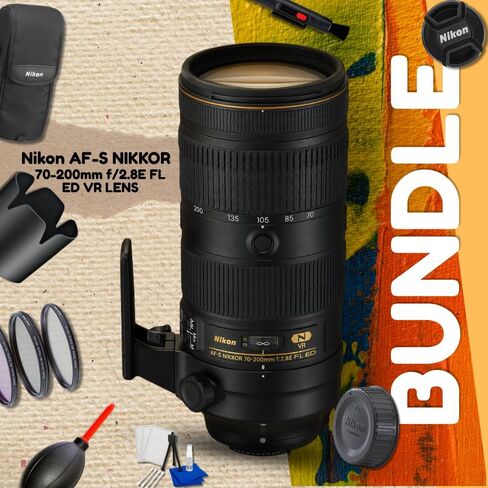 Nikon AF-S NIKKOR 70-200mm f/2.8E FL ED VR Telephoto Zoom Lens Bundle – Professional FX Format Lens for Nikon F Mount DSLR Cameras – Includes 3pc Filter Kit, Lens Pen, Dust Blower, Cleaning Kit & More in Kuwait