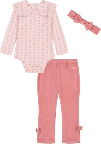 Juicy Couture Baby Girls' 3-piece Set, Long Sleeve Onesie, Leggings, and Hat in Kuwait