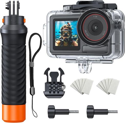 Waterproof Case with Floating Handle Compatible with DJI Osmo Action 3/4/5 Pro, 164FT/50M Underwater Dive Housing Protective Camera Case for Diving, Snorkeling, Surfing, Swimming, Kayaking in Kuwait
