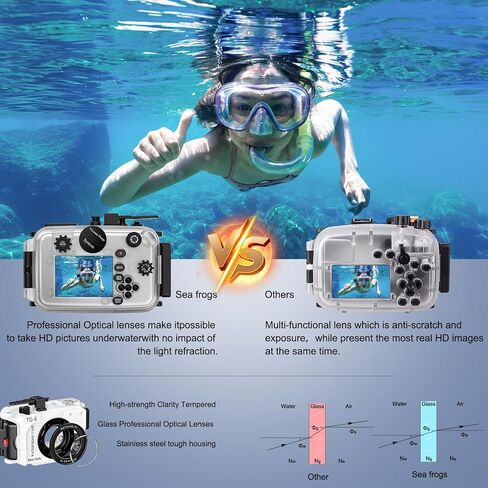 Seafrogs 60m/195ft Underwater Camera Housing for Olympus TG-7 – Waterproof Case with 52mm & 67mm Thread, Dual Fiber Optic Ports, Leak Detection, Stainless Steel Mounting Plate(TG-7 Wt) in Kuwait