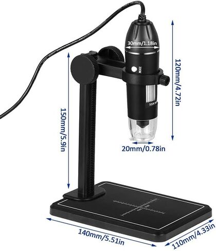 Joebo Microscope Kit 1600X Digital Microscope Camera 8 LED 2MP Portable USB Electronic Microscope Microscope Lens Adapters (Color : Black Rack) in Kuwait