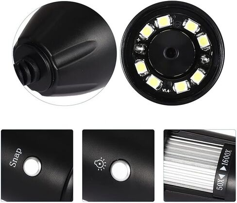 Joebo Microscope Kit 1600X Digital Microscope Camera 8 LED 2MP Portable USB Electronic Microscope Microscope Lens Adapters (Color : Black Rack) in Kuwait