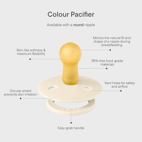 BIBS x Liberty Colour Pacifier, 6-18 Months, 2-Pack, June Blossom/Pumpkin | Round Natural Rubber Latex | Size 2 | BPA-Free | Made in Denmark | High Nipple Acceptance | Airflow Holes | Comfort Shield in Kuwait