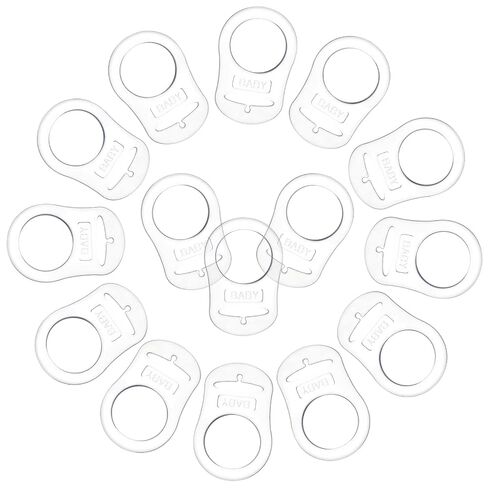 Patelai 15 Pieces Soft Silicone Baby Pacifier Clips Holders Silicone Adapter Rings Holder Baby Nipple Rings Dummy Nipple Holder for Pacifiers(Transparent) in Kuwait