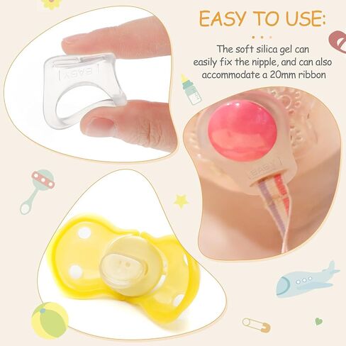 Patelai 15 Pieces Soft Silicone Baby Pacifier Clips Holders Silicone Adapter Rings Holder Baby Nipple Rings Dummy Nipple Holder for Pacifiers(Transparent) in Kuwait