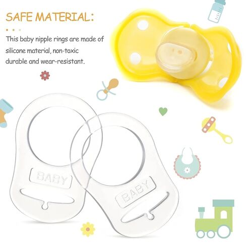 Patelai 15 Pieces Soft Silicone Baby Pacifier Clips Holders Silicone Adapter Rings Holder Baby Nipple Rings Dummy Nipple Holder for Pacifiers(Transparent) in Kuwait