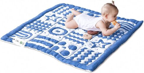 3D Soft Organic Cotton Crawling Blanket – GOTS Certified, 40x40 in Montessori Design for Motor Skill Development, Reversible, No Loose Threads – Washable & Sustainable in Kuwait