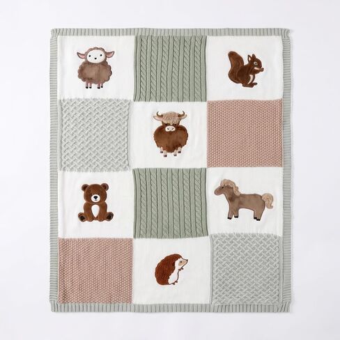 Baby Blanket, Soft Baby Blankets for Newborns, Baby Blankets Neutral with 3D Animal Embroidery, Cotton Baby Blanket Boy with Fleece Backing, 30x40 Nursery Swaddle Blanket in Kuwait