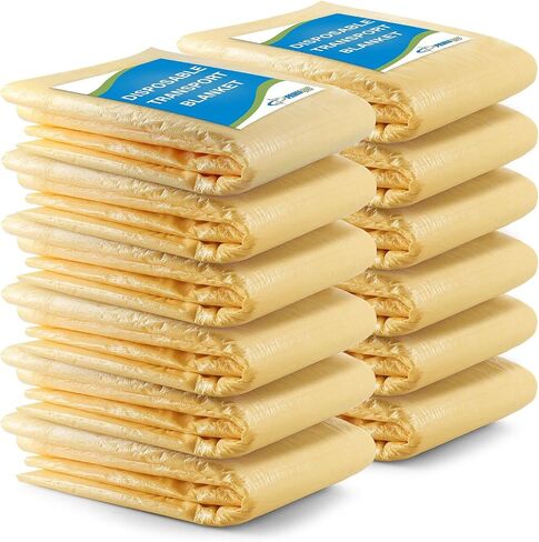 Primacare CSCB-6821 Disposable Transport Emergency Blanket, Lightweight and Warerproof, Blanket for Outdoors, Camping, First Aid, Hiking, Survival, 60" x 90", Yellow (Pack of 18) in Kuwait