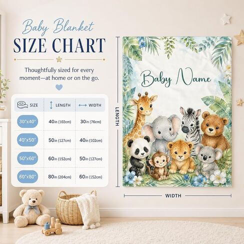 Personalized Baby Blanket for Boys, Custom Baby Blanket with Name, Personalized Name Blankets for Newborns, Toddlers, Kids, Soft Cozy Customize Receiving Blanket for Baptism Birthday in Kuwait
