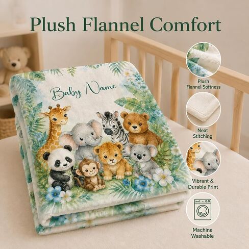 Personalized Baby Blanket for Boys, Custom Baby Blanket with Name, Personalized Name Blankets for Newborns, Toddlers, Kids, Soft Cozy Customize Receiving Blanket for Baptism Birthday in Kuwait