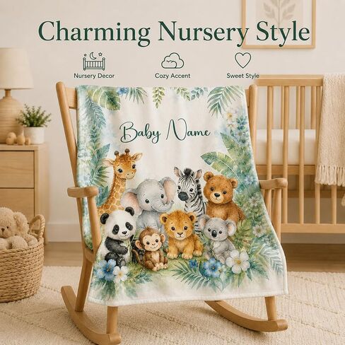 Personalized Baby Blanket for Boys, Custom Baby Blanket with Name, Personalized Name Blankets for Newborns, Toddlers, Kids, Soft Cozy Customize Receiving Blanket for Baptism Birthday in Kuwait