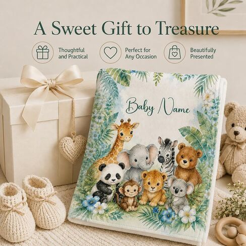 Personalized Baby Blanket for Boys, Custom Baby Blanket with Name, Personalized Name Blankets for Newborns, Toddlers, Kids, Soft Cozy Customize Receiving Blanket for Baptism Birthday in Kuwait