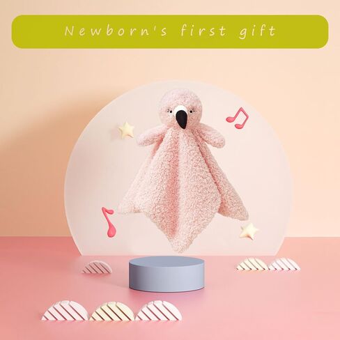 Baby Soft Pink Flamingo Stuffed Animal Security Blanket, Plush Flamingo Character Lovey Blanket, Baby Shower/Nursery Gift, Newborn Infant Toddler Snuggle Blankie for Girls Boys, 14 Inches in Kuwait