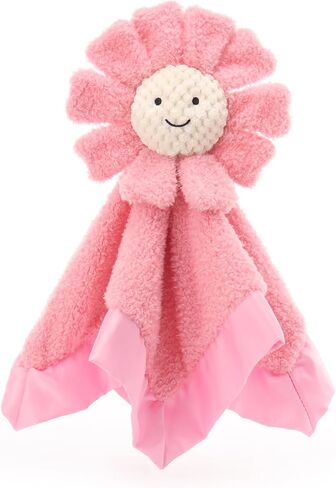 Apricot Lamb Pink Sunflower Soft Loveys for Babies, Security Blanket for Baby Boy and Girl, 14x14 Inches, 100% Plush Material in Kuwait