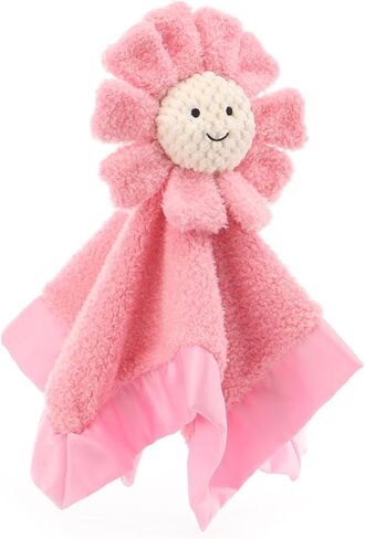 Apricot Lamb Pink Sunflower Soft Loveys for Babies, Security Blanket for Baby Boy and Girl, 14x14 Inches, 100% Plush Material in Kuwait