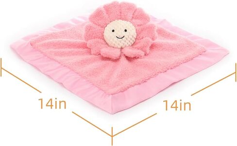 Apricot Lamb Pink Sunflower Soft Loveys for Babies, Security Blanket for Baby Boy and Girl, 14x14 Inches, 100% Plush Material in Kuwait