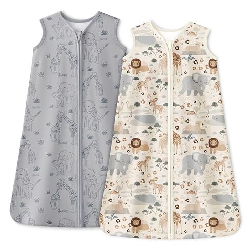 Unnivoll Baby Sleep Sack 0-6 Months 1.0 Tog Baby Wearable Blanket 100% Cotton Sleeping Sack with 2-Way Zipper for Infant Newborn Apricot & Gray Elephant in Kuwait