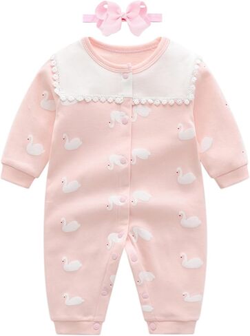 Baby Girl Cotton Romper Long Sleeve Cute Newborn Bodysuit Ruffle Infant Jumpsuit 0-18 Months in Kuwait