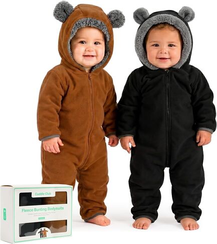 Cuddle Club Fleece Baby Bunting Bodysuit – Infant One Piece Kids Hooded Romper Outerwear Toddler Jacket in Kuwait