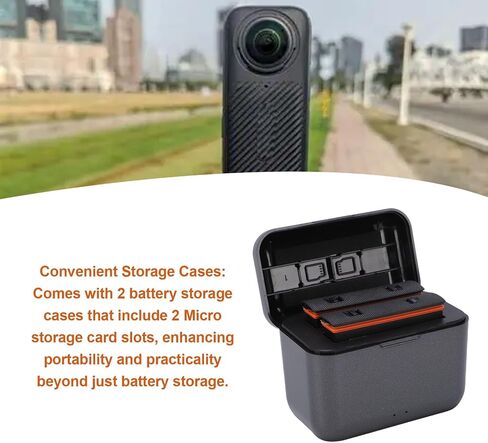 360 X4 Battery for X4 Air Camera, 2PCS Type C 2050mAh Action Camera Batteries with Dual Slot Fast Charging Case in Kuwait