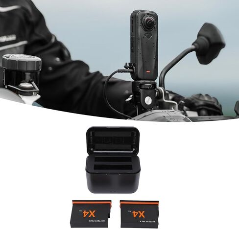 360 X4 Battery for X4 Air Camera, 2PCS Type C 2050mAh Action Camera Batteries with Dual Slot Fast Charging Case in Kuwait