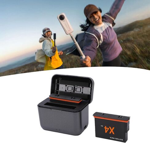 360 X4 Battery for X4 Air Camera, 2PCS Type C 2050mAh Action Camera Batteries with Dual Slot Fast Charging Case in Kuwait