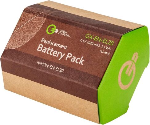 2 Pack EN-EL20 Battery and Compact Smart Charger Kit | Includes 2 EN-EL20 batteries and smart charger for Nikon 1, Coolpix A and Blackmagic cameras in Kuwait