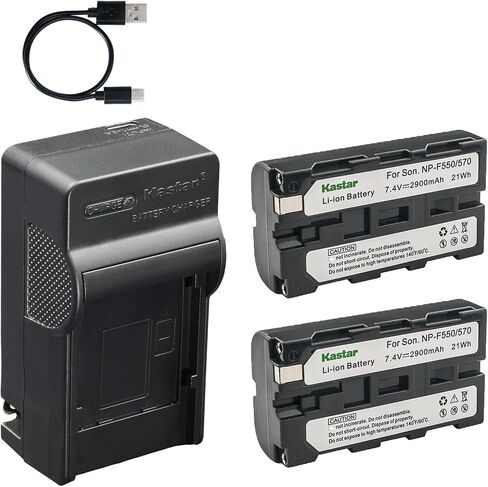 Kastar 3-Pack Battery and AC & USB-C Charger, Compatible with NP-F550 NP-F570 NP-F750 NP-F970, for Motorized Camera Sliders Pan Tilt Heads Systems in Kuwait