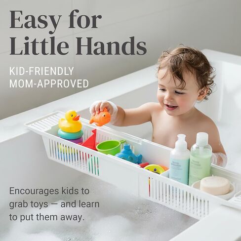 KidCo Bath Toy Organizer Storage Basket, 3 Compartment Horizontal Large Openings Bath Toy Organizer for Tub, Large Capacity Bath Toy Organizer with Large Openings, White in Kuwait
