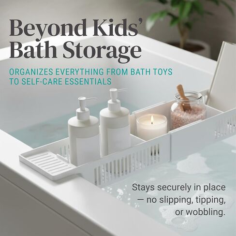 KidCo Bath Toy Organizer Storage Basket, 3 Compartment Horizontal Large Openings Bath Toy Organizer for Tub, Large Capacity Bath Toy Organizer with Large Openings, White in Kuwait
