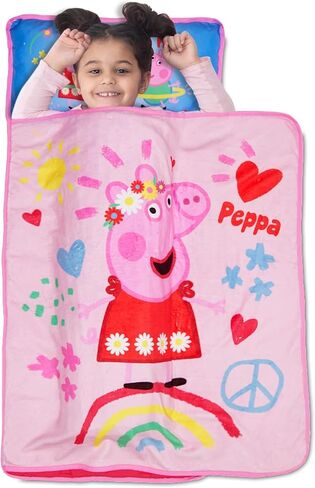 NoJo Peppa Pig I'm so Happy Toddler Nap Mat - Includes Attached Pillow and Fleece Blanket in Kuwait