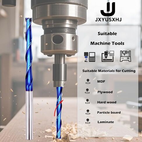 Extra Long 4 Inch Upcut Spiral Router Bit 1/4 Inch Shank, 2 Inch Cutting Length 1/4 Inch Cutting Diameter, Solid Carbide with NACO Coating CNC Router Bits End Mill for Wood Cut, Trimming, Carving in Kuwait