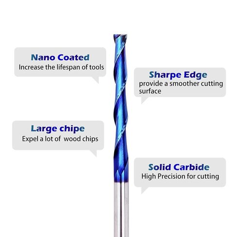 Extra Long 4 Inch Upcut Spiral Router Bit 1/4 Inch Shank, 2 Inch Cutting Length 1/4 Inch Cutting Diameter, Solid Carbide with NACO Coating CNC Router Bits End Mill for Wood Cut, Trimming, Carving in Kuwait