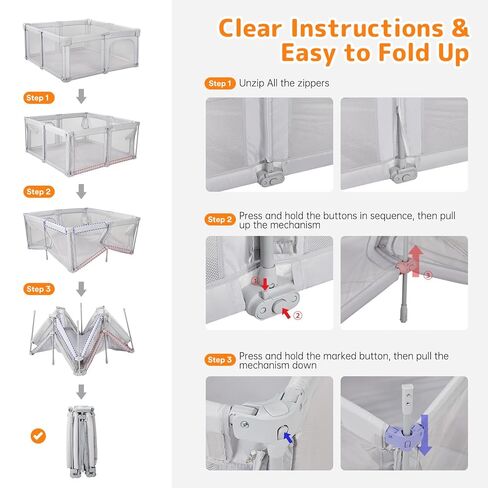 Foldable Baby Playpen with Mat, 71"x59" Playpen for Babies and Toddlers, Large Collapsible Play Pen, Portable Safe Play Yard with Gate, Breathable Mesh, Anti-Fall in Saudi Arabia
