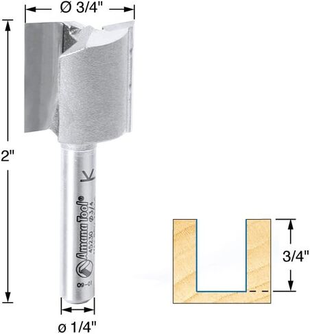 Amana Tool - 45230 Carbide Tipped Straight Plunge High Production 3/4 Dia x 3/4 x 1/4" in Kuwait