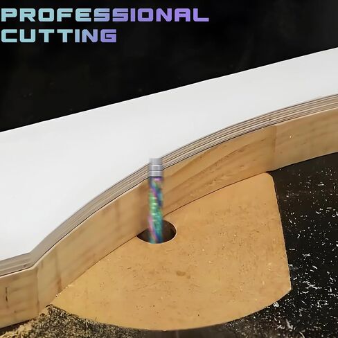 Compression Spiral Flush Trim Router Bit, 1/4 Inch Shank Up and Down Solid Carbide Router Bits with Bottom Bearing, DLC Coated Flush Cut Router Bit for Woodworking Template & Pattern Following in Kuwait